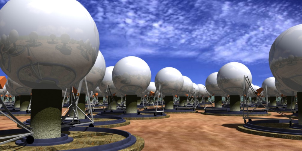Artists impression of an SKA design: 
Courtesy Chris Fluke, Swinburne University of Technology