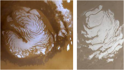 Mars Northern and Southern ice caps