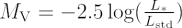 $ M_{\rm V} = -2.5\log(\frac{L_\ast}{L_{\rm std}}) $