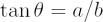 $ \tan \theta = a/b $